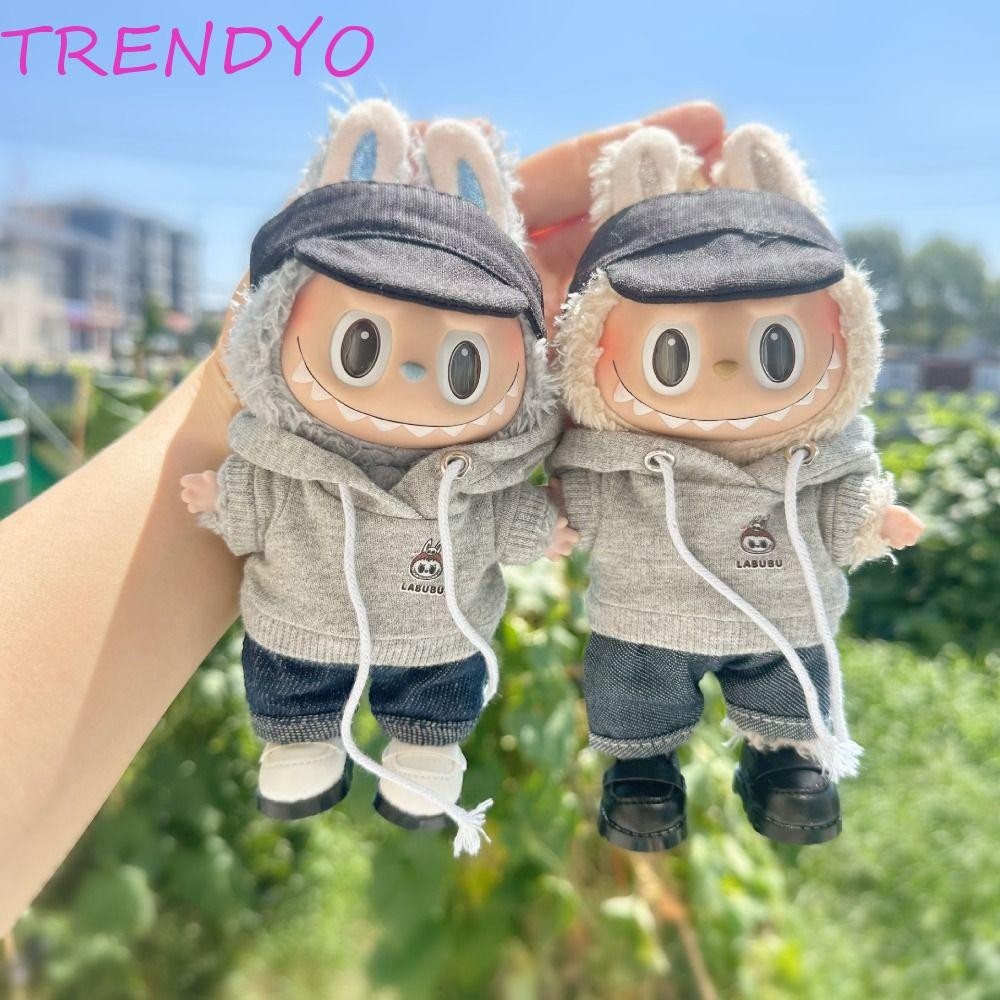 Trendyo Labubu Time Clothes, Dolls Clothes Toy Accessories เสื้อผ้าตุ๊กตาผ้าฝ้าย 17 ซม., ชุดมีฮู้ดแฟชั่นตุ๊กตามินิสีสันสดใสหมวกอุปกรณ์ตุ๊กตาผ้าฝ้าย
