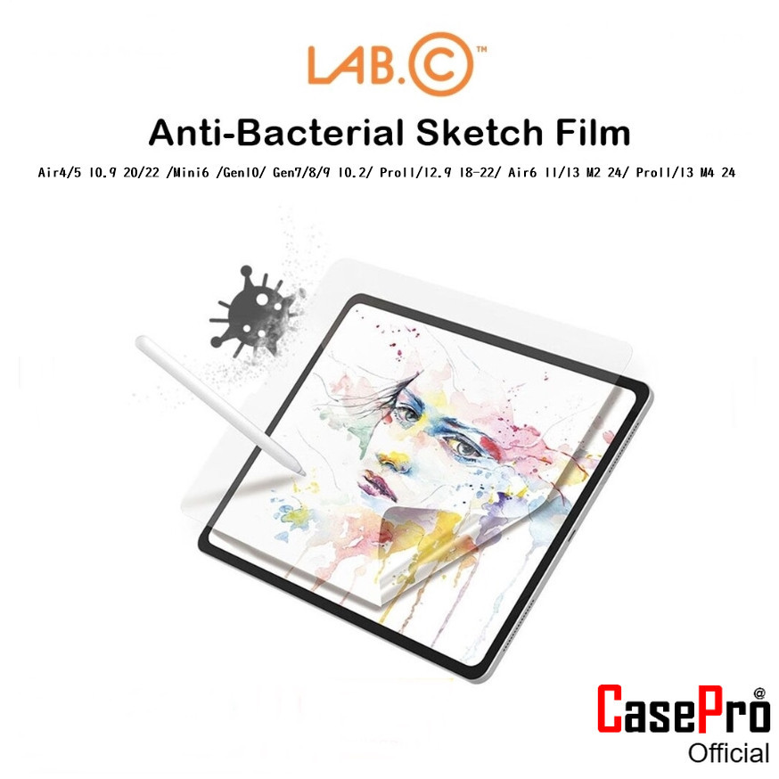 Lab.c Anti-Bacterial Sketch Film ฟิล์มกระดาษวาดเขียนเกรดพรีเมี่ยม ฟิล์มสำหรับ iPad 4/5/6/7 M2/M3/Gen7/8/9/Pro11/13 M4 24