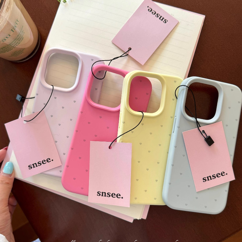 ความเรียบง่ายสีทึบเต็มหน้าจอ Little Love Liquid ซิลิกาเจลกันกระแทกฝาครอบป้องกันสําหรับ iPhone 17 Pro Max 16 15 14 13 12 11Pro Max