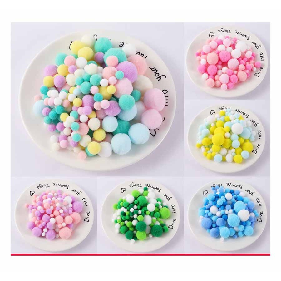 100ชิ้น/50ชิ้น/20ชิ้นผสมสีลูกขนสัตว์ยืดหยุ่นสูงทําเองสร้างสรรค์การผลิตวัสดุสีตุ๊กตาบอลตกแต่ง