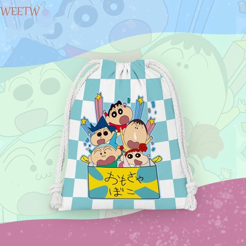 Weekw Crayon Shin Chan Drawstring Bag, Kawaii Cartoon Pouches Bag Organizer, Storage Bag Pouch for Make Up Kit Sundries Portable Make Up Pouch Bag Daily