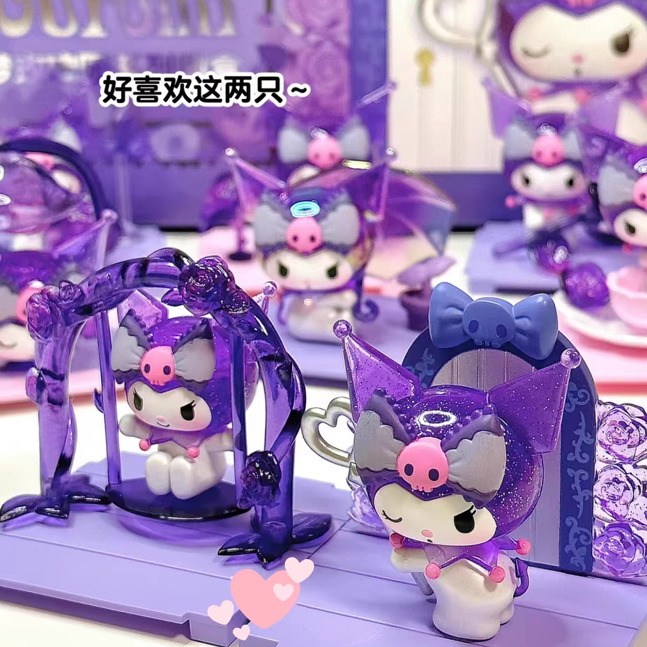 Sanrio Dream Rose Garden Series Kuromi น่ารักเดสก์ท็อปตกแต่งของขวัญเด็กผู้หญิงไม่แท้ (ไม่มีการ์ด)
