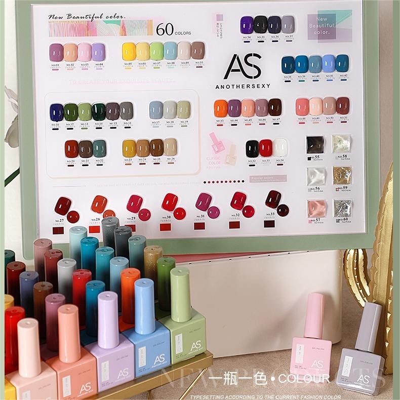 สีเจล สีทาเล็บเจล NEW AS ชุดที่ 1 ( รหัส 31-60 ) ขวดใหม่ สไตล์เกาหลี 15ml พร้อมส่ง!