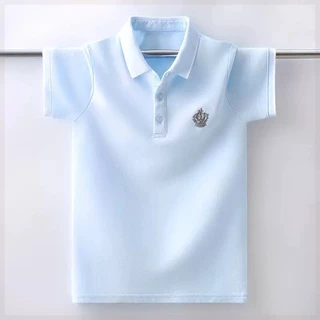 2-12ปีธรรมดา ยู นิสซ์ แฟชั่นเสื้อคอปกสําหรับเด็กสบายๆอย่างเป็นทางการโปโลสไตล์เกาหลีผ้ารังผึ้งแขนสั้นสําหรับเด็กผู