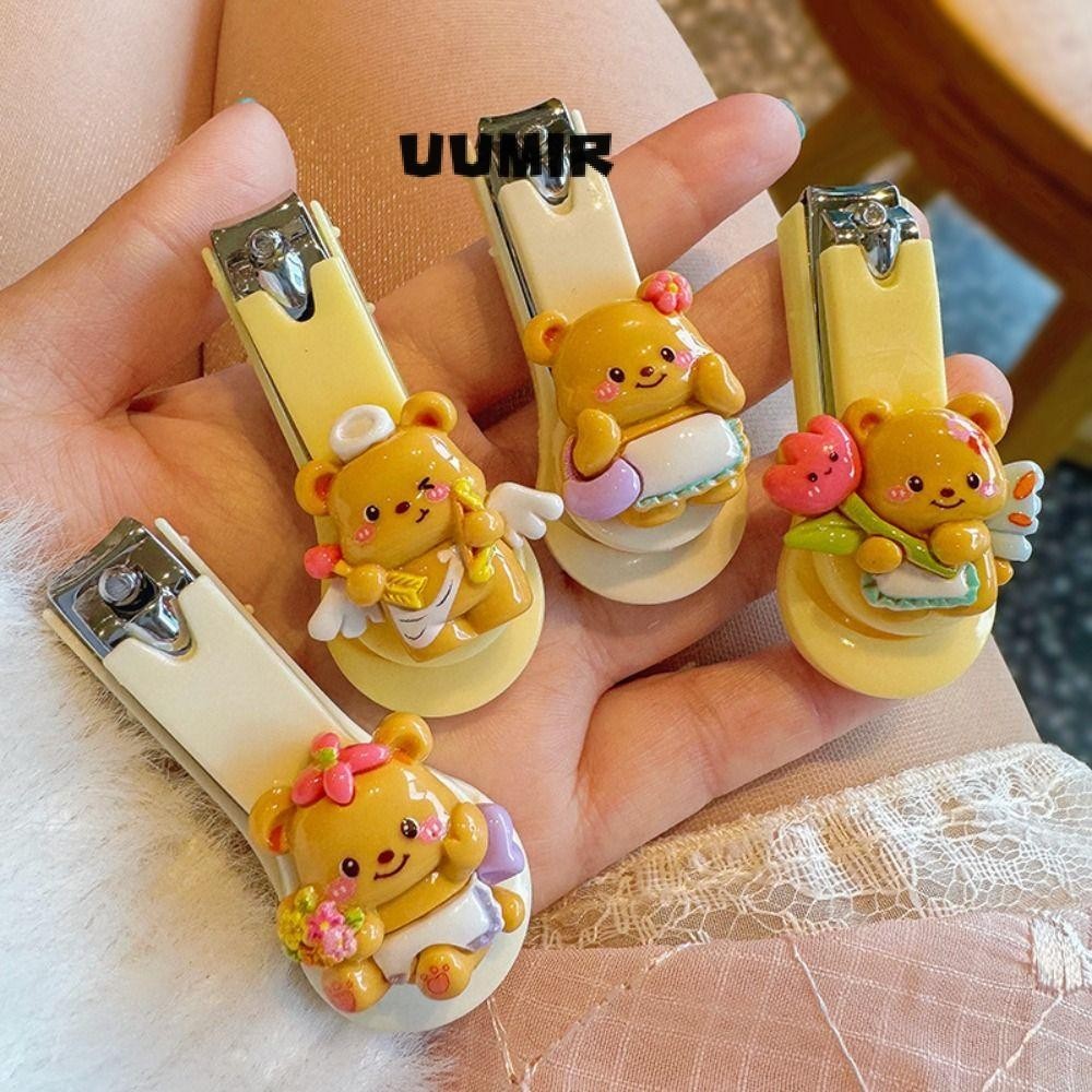 UUMIR กรรไกรตัดเล็บ, เครื่องมือเสริมความงามสแตนเลส กรรไกรตัดเล็บหมีเนย, เครื่องมือแต่งเล็บความงามป้องกันการกระเด็นพลาสติก