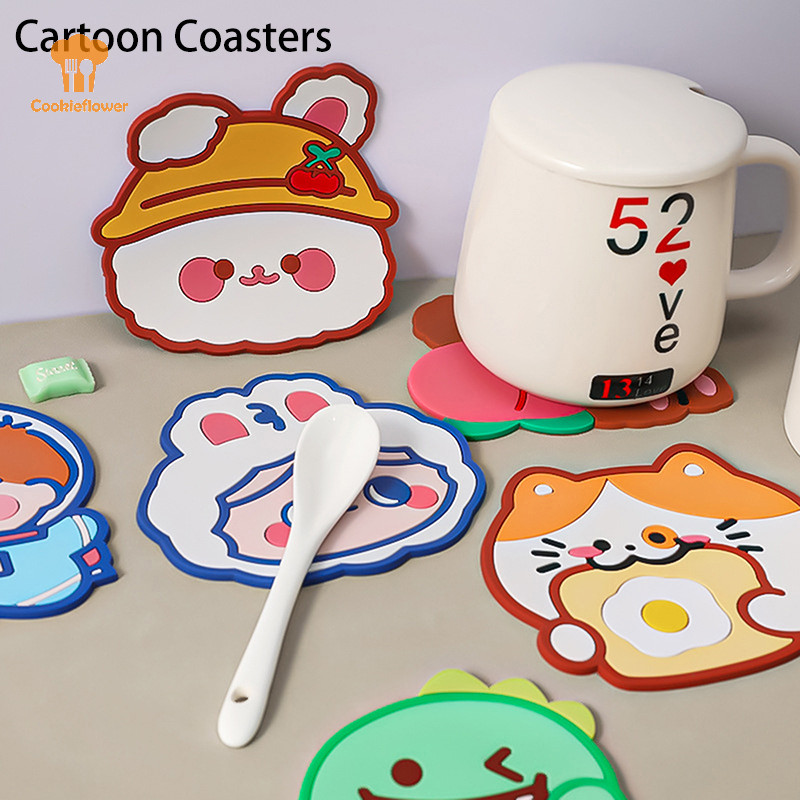 Ckfr การ์ตูนซิลิโคนกันลื่น Coaster ถ้วยผู้ถือชากาแฟเครื่องดื่มร้อนถ้วย Mat Coasters ฉนวน Pad Placemat สําหรับห้องครัวใหม่