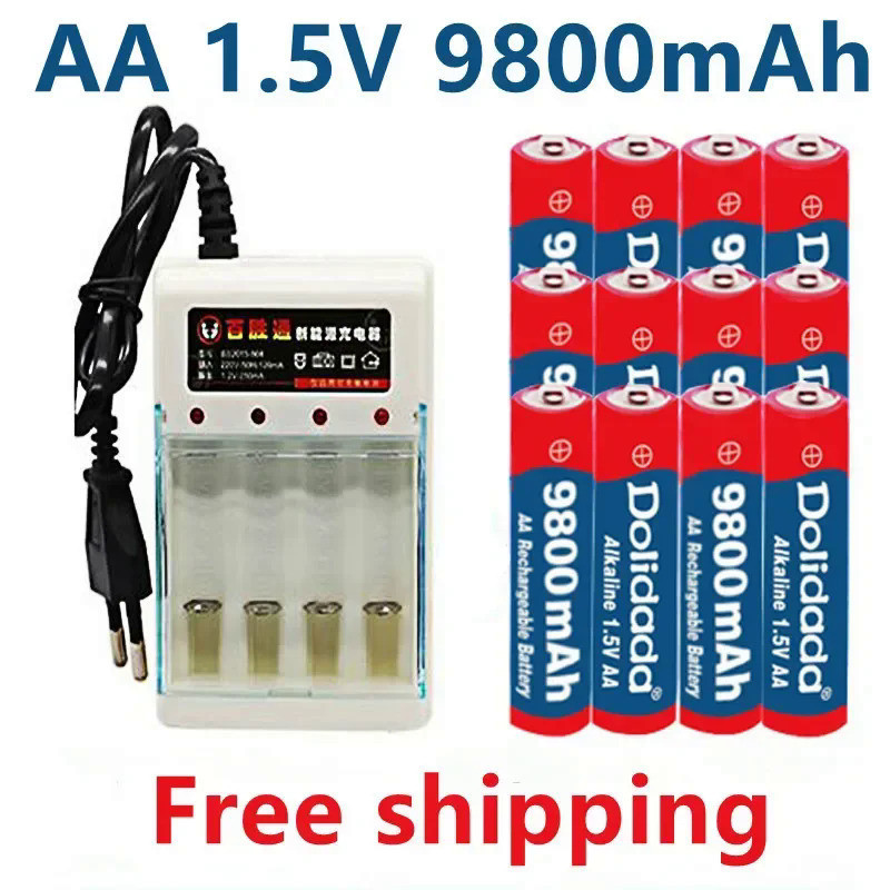 2-16pcs New Tag AA battery 9800 mah rechargeable battery AA 1.5 V Rechargeable New Alcalinas drummey