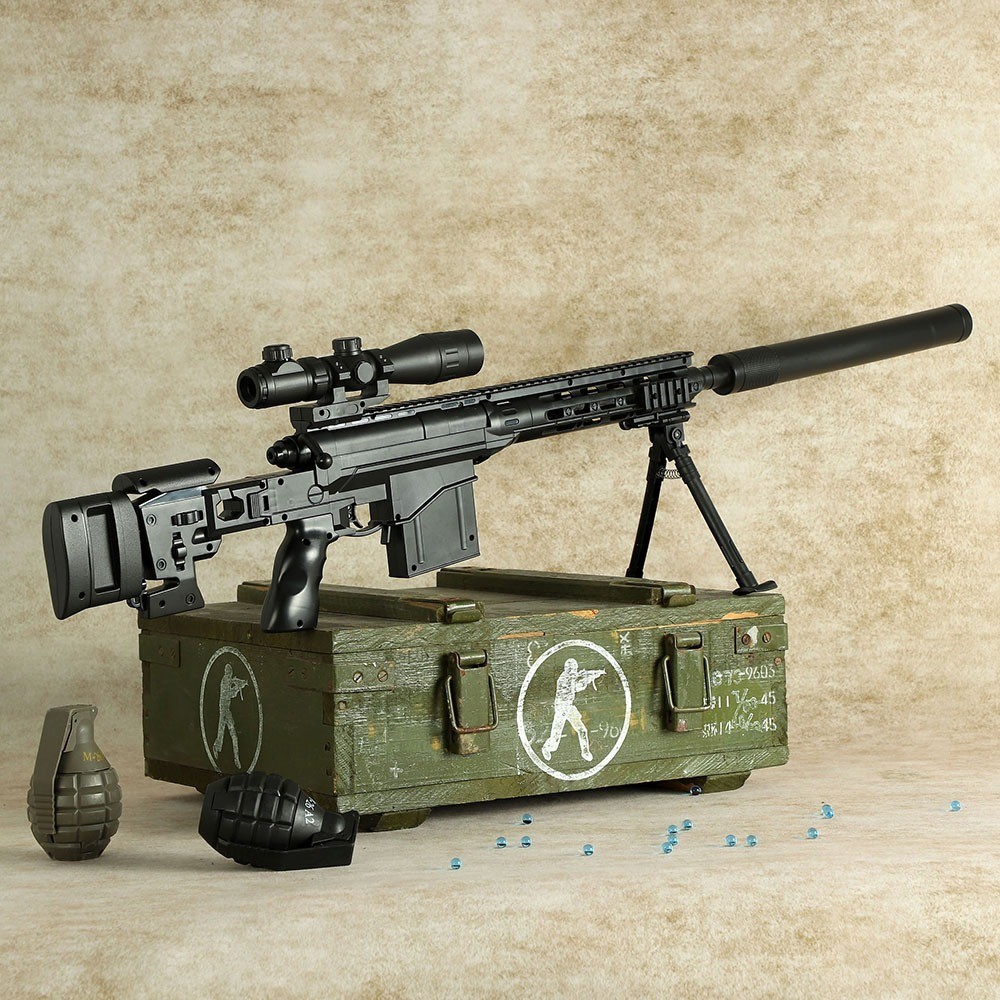 ปืนของเล่นเด็กของเล่นเด็กรุ่นความเร็วสูงต่อเนื่องระยะไกลยิงไฟฟ้า Remington MSR ของขวัญวันเกิด