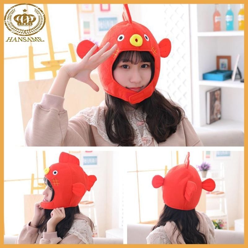 Ha ปักเป้าปลาแถบคาดศีรษะหมวกตุ๊กตาน่ารักกลางแจ้งการ์ตูนสัตว์ Earflap หมวกฮาโลวีนคอสเพลย์ Party Photo Props Accessor
