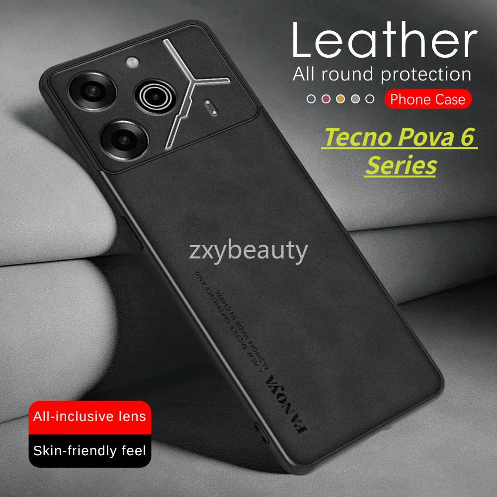 Lambskin Texture ปลอกหนังสําหรับ Tecno Pova 6 Pro Neo 5G 2024 เคสโทรศัพท์ TPU นุ่มกันกระแทกสําหรับ Pova6 6Pro 6Neo Pova6Pro Pova6Neo กลับกรณี