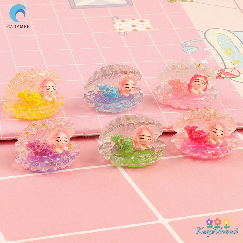 Keepmoved จําลองส่องสว่างเปิด Mermaid Shell เครื่องประดับอุปกรณ์เสริมพวงกุญแจตู้เย็นแม่เหล็กตกแต่งใหม่