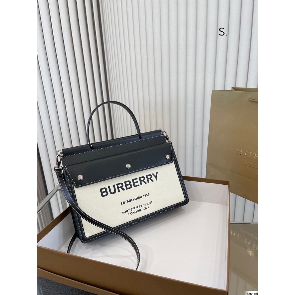 Burberry แฟชั่นกระเป๋าสะพายกีฬากระเป๋า Messenger Wanita กระเป๋าสะพายสตรีผู้หญิงหนัง PU หรูหราช้อปปิ้