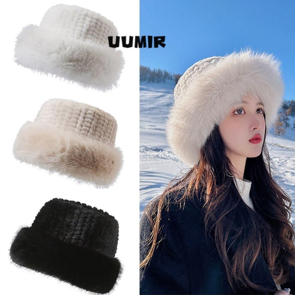 UUMIR หมวกขน, หมวกบักเก็ตขนเทียมกันลม, หมวกชาวประมง หมวกโดมสีทึบ