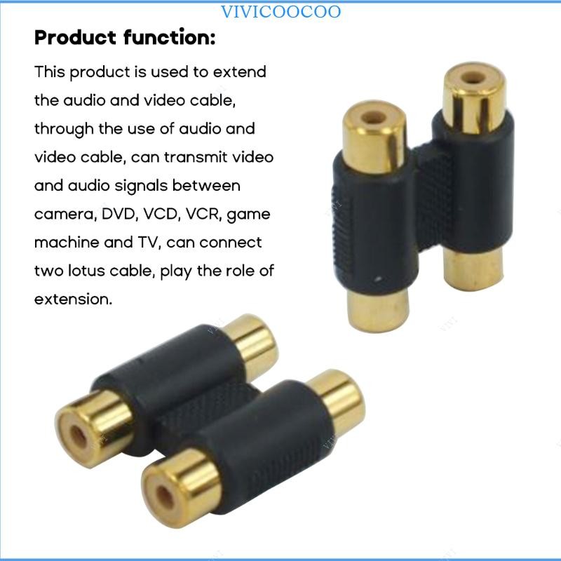Vivi 5 ชิ้น RCA หญิงกับหญิง Coupler อะแดปเตอร์ขั้วต่อ RCA Phono Twin Coupler สําหรับ Clear Sound Transmission ซับวูฟเฟอร์ M