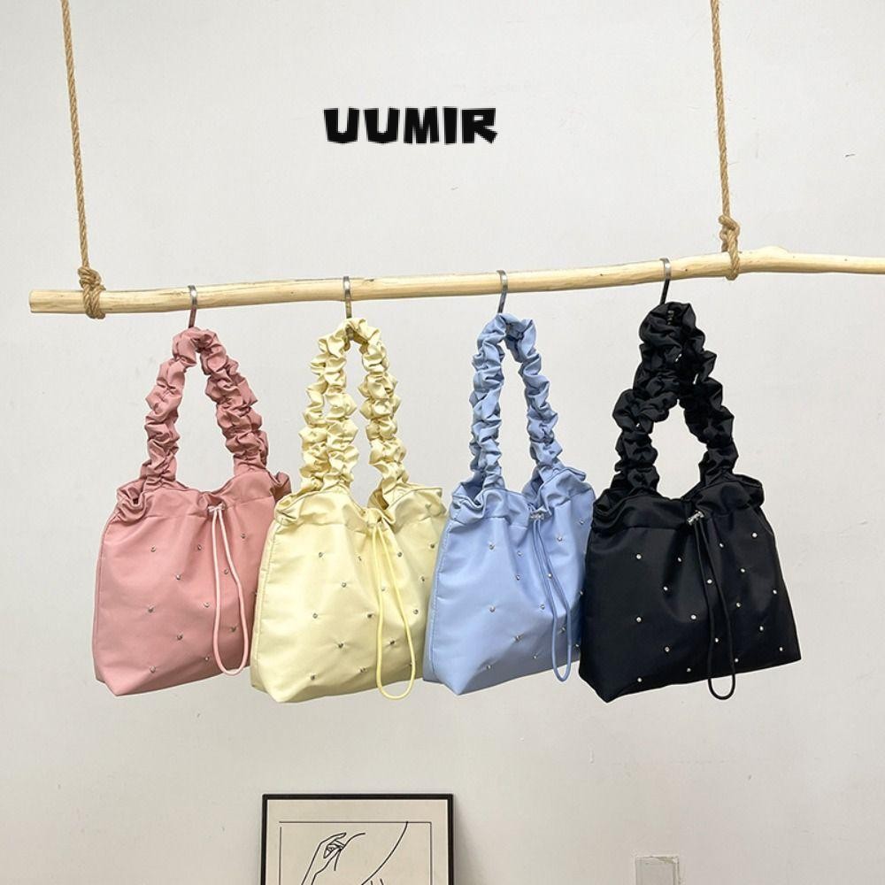 UUMIR กระเป๋าถือหูรูด,กระเป๋าผ้าไนลอนลําลองความจุขนาดใหญ่แฟชั่น,ของขวัญถุงบีบอัดกระเป๋าสะพายฝังกันน้ํา