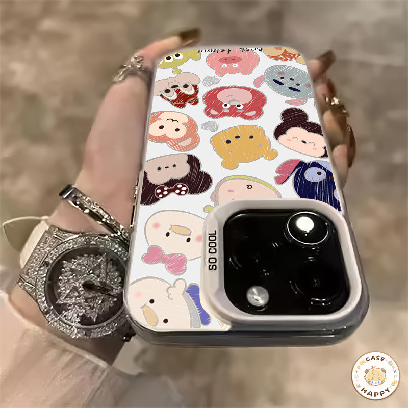 อวตารการ์ตูนแบบเต็มหน้าจอ ลายมิกกี้เมาส์น่ารักสตรอเบอ เคสไอโฟน 11 13 12 15 14 Pro Max X XS XR Max 7 8 15 14 Plus SE 2020