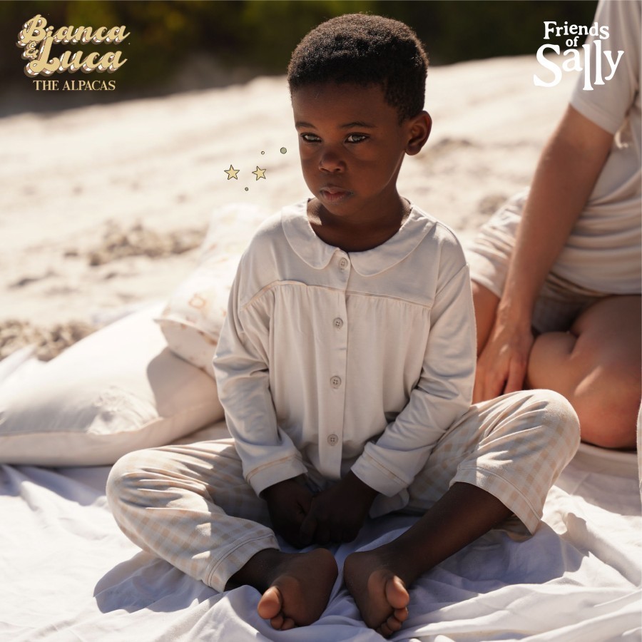 ชุดนอนเด็ก คอปกขายาว ผ้าใยไผ่ ผ้านุ่ม Bamboo Kids PJs Collar Gingham - Friends of Sally