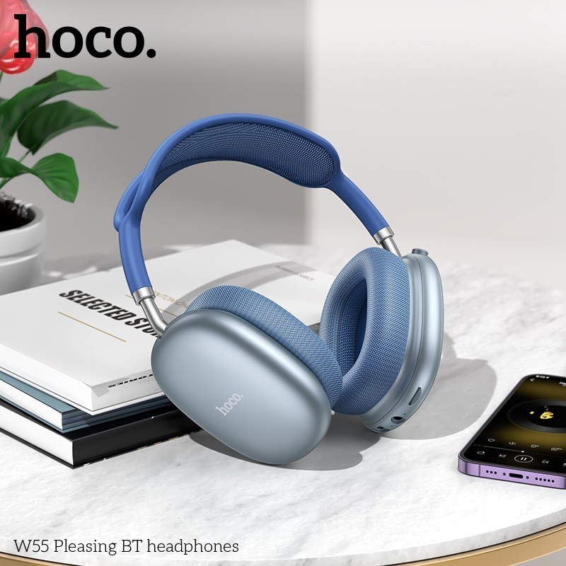 Hoco W55 หูฟังบลูทูธ ใช้งานนาน 90 ชม. ระบบ BT 5.4 / Aux 3.5mm / TF Card คุณภาพเสียงดี HiFi Audio หูฟังครอบหู hc3