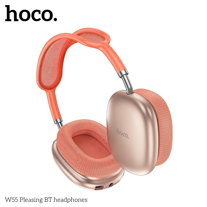 Hoco W55 หูฟังบลูทูธ ใช้งานนาน 90 ชม. ระบบ BT 5.4 / Aux 3.5mm / TF Card คุณภาพเสียงดี HiFi Audio หูฟังครอบหู hc3