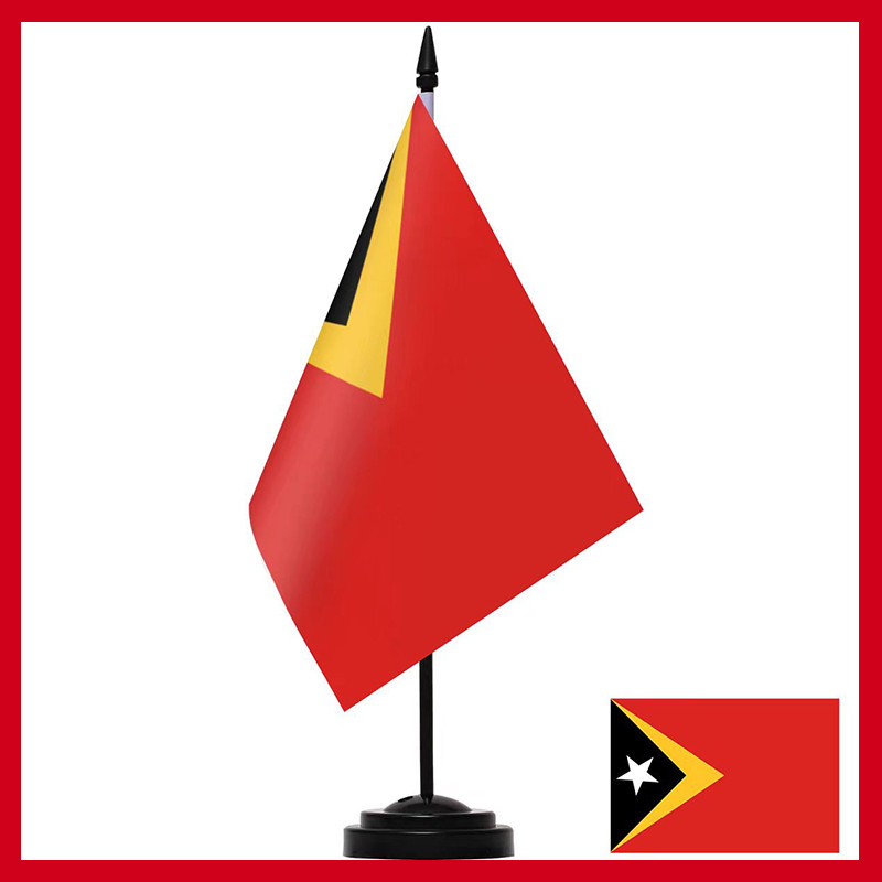 ธงโต๊ะดีลักซ์ของธงเดสก์ท็อป Timor Leste พร้อมเสาแข็ง