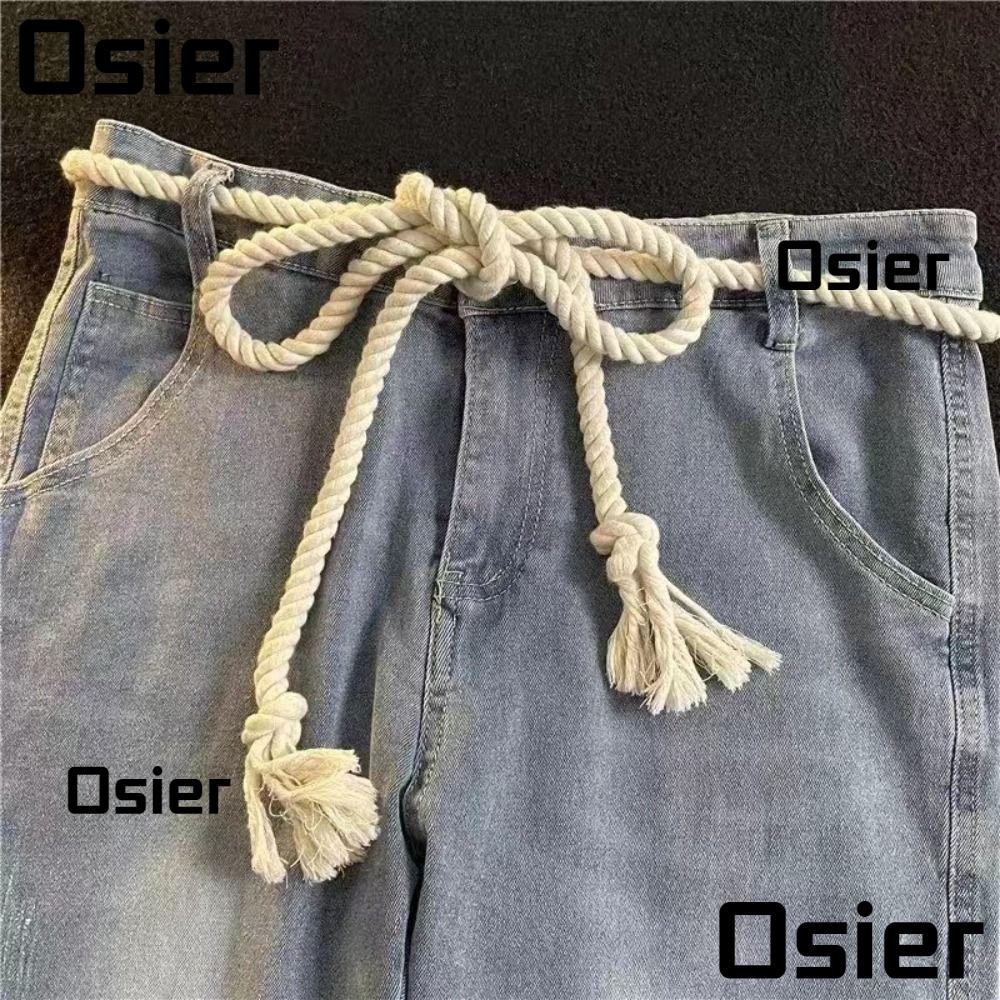 เข็มขัดผูก OSIER1, เข็มขัดเชือกหนาสไตล์วินเทจ Ins, สายรัดเอวดีไซน์หรูหราอเนกประสงค์ Y2K