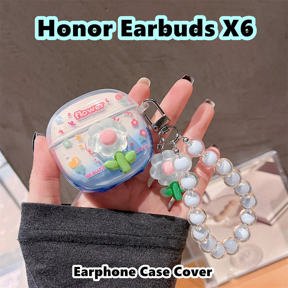 ขายร้อนสําหรับ Honor Earbuds X6 Case DIY Blue Flowers Soft Silicone Headphone Case Casing