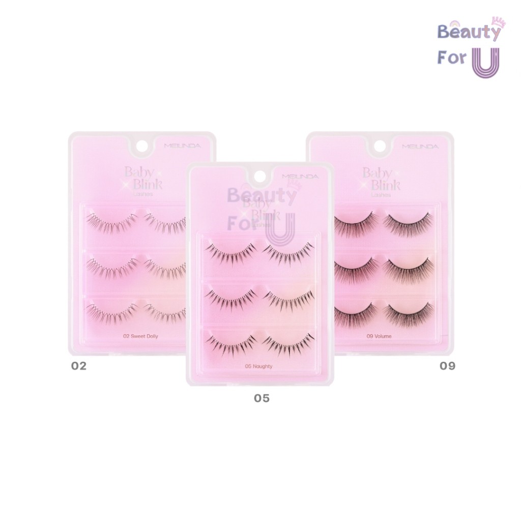 Meilinda Baby Blink Lashes MC9139 ขนตาปลอม 3คู่ มีทั้งหมด 10 เบอร์