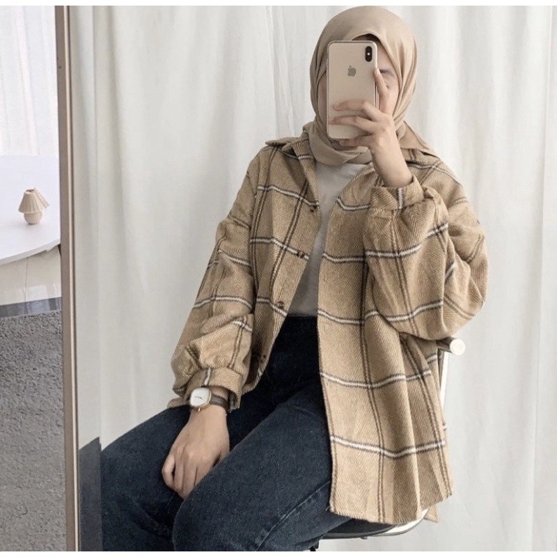 เสื้อ KEMEJA KIMBERLY OVERSIZE FLANNEL / TARTAN FLANNEL