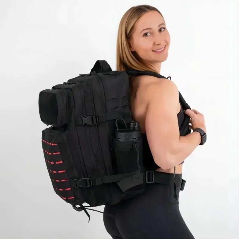 25l/50l GYM กระเป๋าเป้สะพายหลังกระเป๋าการล่าสัตว์ MOLLE กระเป๋าเป้สะพายหลังสําหรับชายกลางแจ้งเดินป่ายุทธวิธี Rucksack แม่มด 2 ขวดผู้ถือ