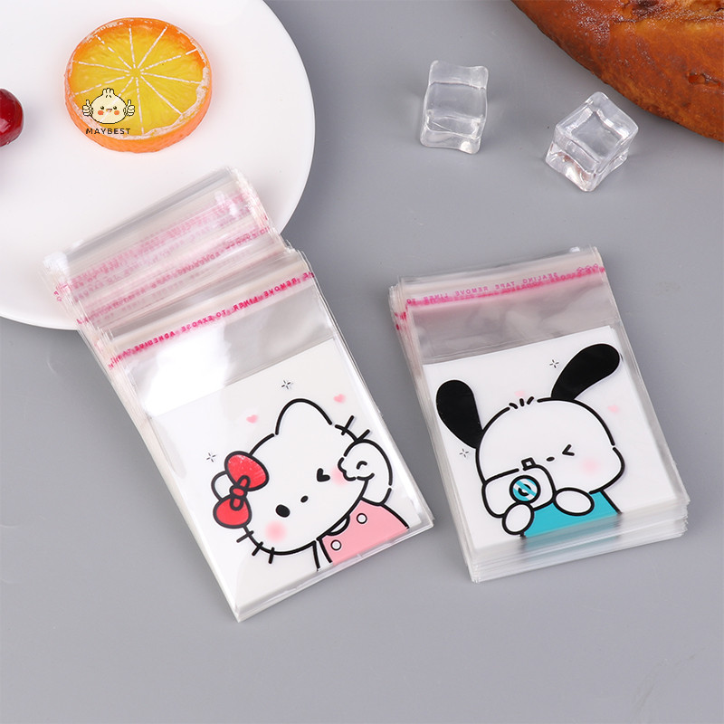 {maybest} 100 ชิ้นน่ารัก Hello Kitty Pochacco Transparent Ziplock Bag กันน้ําถุงบรรจุ Candy Biscuit 