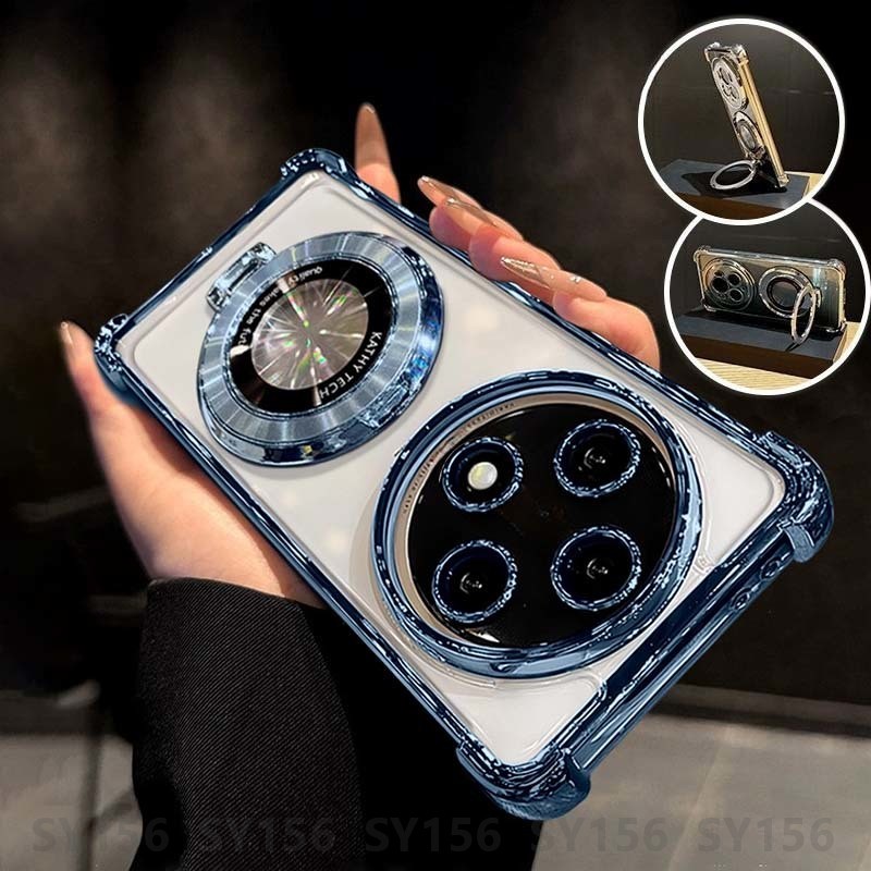 เคส OPPO Reno 12F Reno12 F Reno12F 12 Pro 5G เคส กรณีผู้ถือกล้อง Soft Clear หรูหราความงามกันกระแทกหนา Air Cushion Anti-Fall