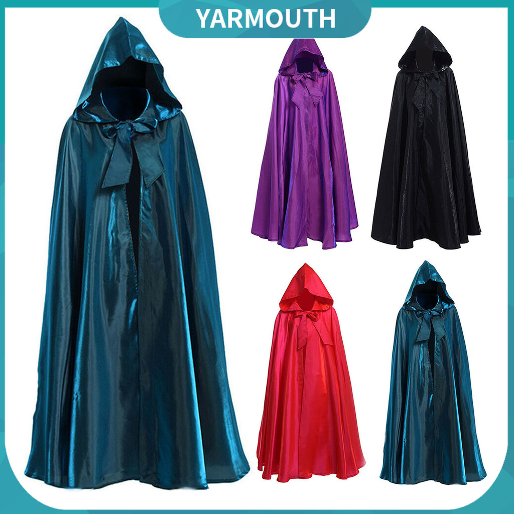 Yyr-ฮาโลวีน Cape กับหมวก Super Soft สีทึบ Fine Texture Hooded คอสเพลย์เสื้อคลุมฮาโลวีนแม่มดชุดการถ่ายภาพ Prop