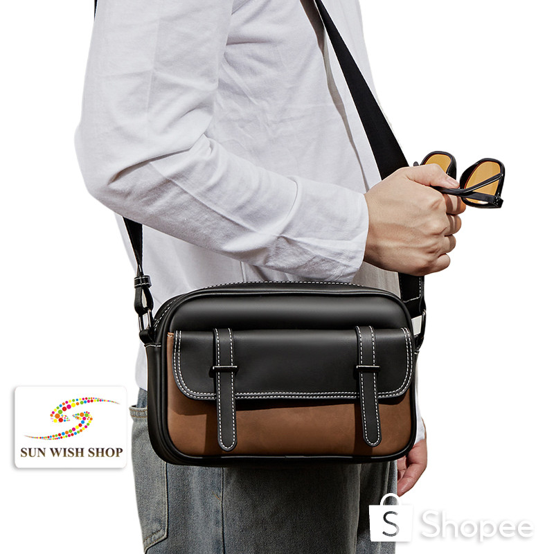 Sunwish XM2066 เกาหลีย้อนยุคคลาสสิก Crazy Horse หนังผู้ชายกระเป๋าสะพาย Messenger