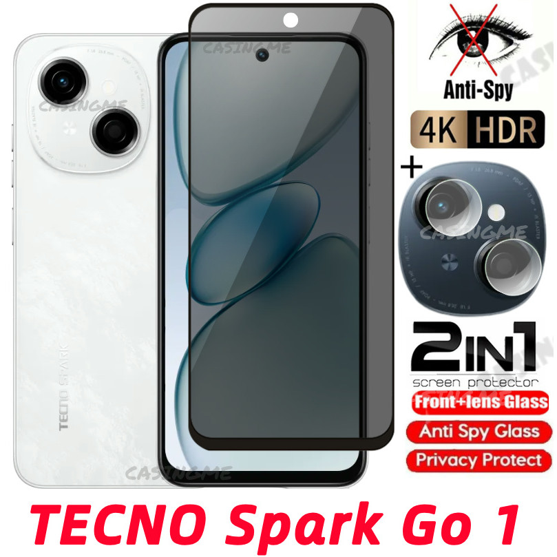 TECNO Spark Go 3 2 กระจกนิรภัยส่วนตัว Anti-Spy คลุมทั้งหมดปกป้องหน้าจอ Anti Peek ฟิล์มความเป็นส่วนตัวสําหรับ TECNO Spark Go 1 SparkGO1 GO1 1GO 4G 5G 2024 Anti Peek ฟิล์มความเป็นส่วนตัว