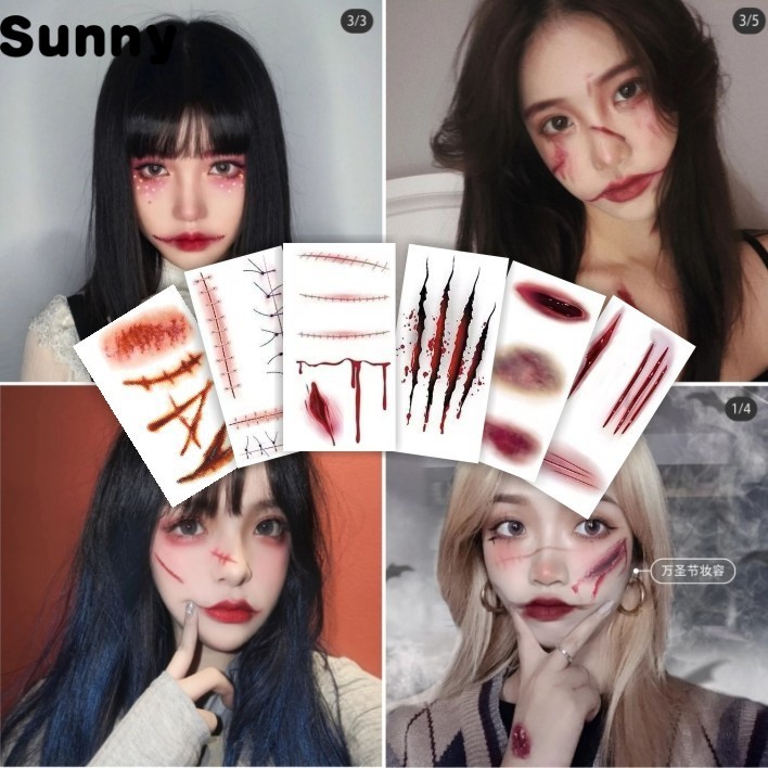 Scar Scratch Stitching Tattoo Sticker Halloween Scar Sticker Simulation Makeup Scar Horror Men and W