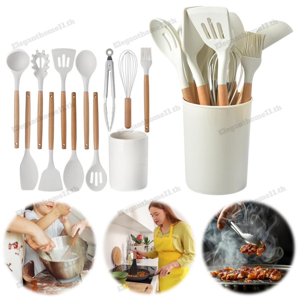 12ชิ้นชุดเครื่องครัวเครื่องครัวทนความร้อนด้ามไม้อุปกรณ์ครัว – โปรปัง