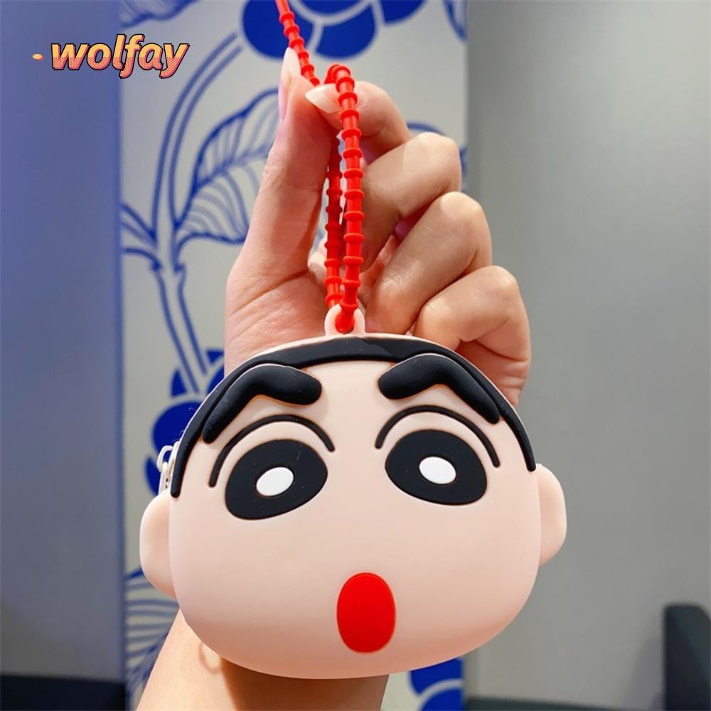 กระเป๋าใส่เหรียญ หมาป่า ของขวัญน่ารักการ์ตูนซิลิโคนกระเป๋าสตางค์กระเป๋าเงินเด็กมินิแบบพกพาหูฟังกระเป๋าเสน่ห์