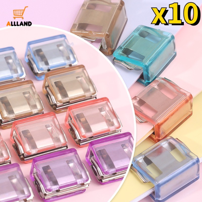คลิปดัชนีแฟ้มพลาสติกสีสันสดใส 10 ชิ้น - คลิป Pusher Binder ที่เรียบโปร่งใส - โฟลเดอร์คัดแยกเอกสารโรงเรียนสํานักงาน