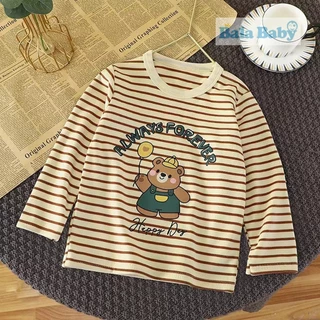 เสื้อแขนยาวเด็ก เสื้อยืดลายทางน้องหมี ใส่ได้ทั้งเด็กผู้หญิงและผู้ชาย แฟชั่นฤดูใบไม้ผลิ Size 80-120 cm CX18
