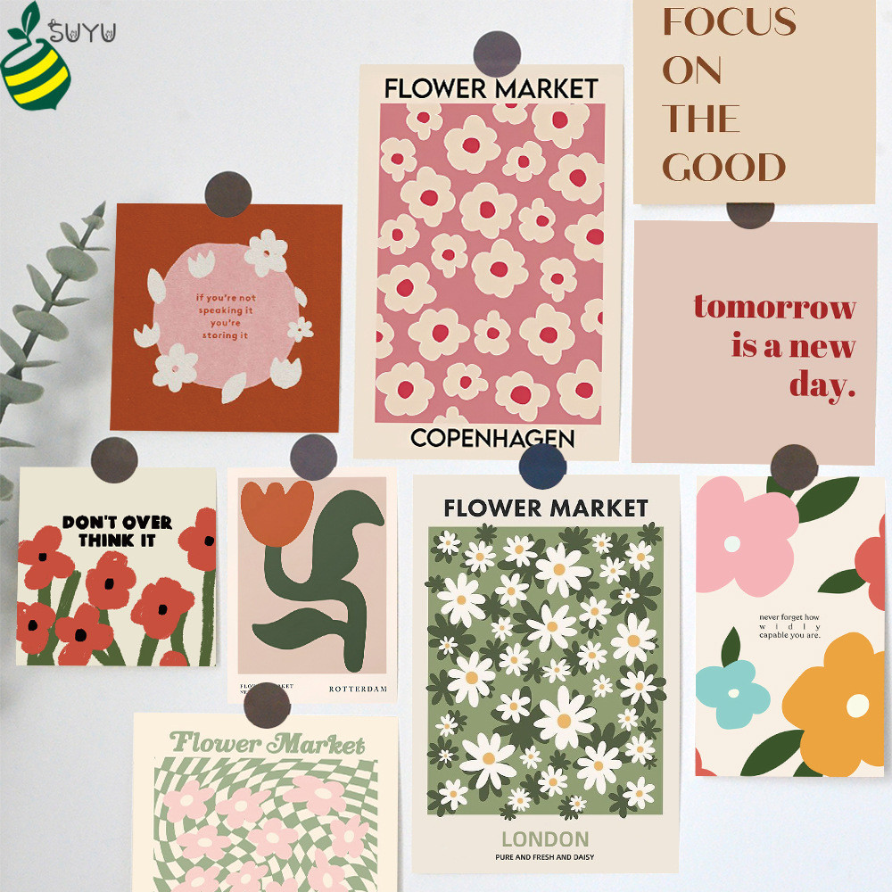 15แผ่น อิน ตลาดดอกไม้ศิลปินการ์ดตกแต่งสร้างสรรค์การ์ดที่มีสีสันห้องห้องนอนพื้นหลังสติ๊กเกอร์ติดผนังภาพอุปกรณ์ประกอบฉาก