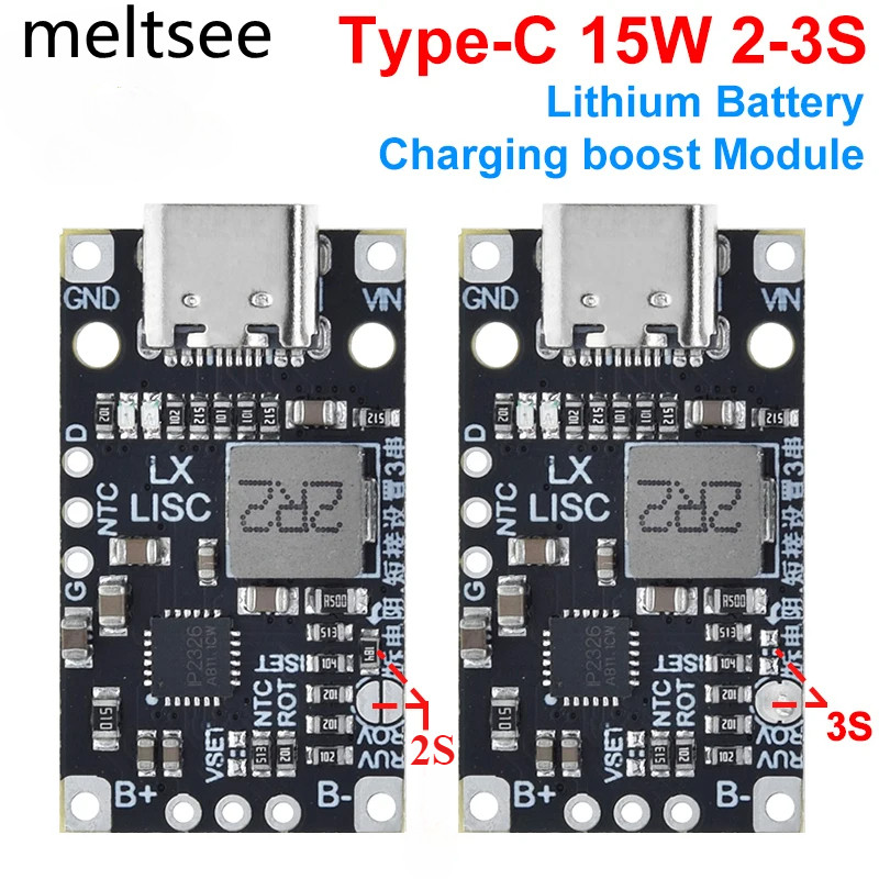 โมดูลชาร์จแบตเตอรี่ลิเธียม Type-C USB 2S 3S BMS 15W 8.4V 12.6V 1.5A พร้อมตัวบ่งชี้ – โปรปัง