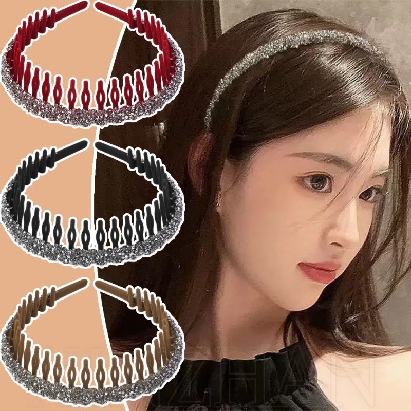 1/2pcs Face Wash Makeup Pressure Hairband - Superior Rhinestones High Cranial Top Headband - แฟชั่น, หรูหรา, อ่อนโยน, สง่างาม, กันลื่น - สุภาพสตรี Headwear ผม Hoop