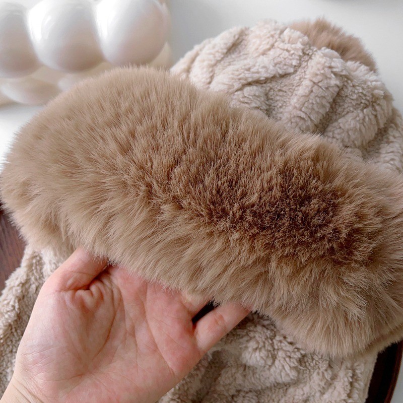 ชุดหมวกผ้าพันคอ-unisex Fluffy Earmuffs Cap-หน้ากากป้องกันหู-ให้ความอบอุ่น,กันลม-สําหรับฤดูหนาวขี่กลางแจ้ง-แฟชั่น, Jacquardกํามะหยี่สองด้าน - รูปที่ 7