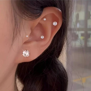 Roselife 1PC Shining Silver คริสตัล Pierced ต่างหูสตั๊ดสําหรับผู้หญิงสาว Hypoallergenic หู Studs เครื่องประดับอุปกรณ์เสริม