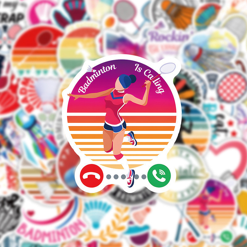 ✨พร้อมส่ง✨sport sticker  แบดมินตัน Badminton สติกเกอร์ กันน้ำ 50ชิ้น