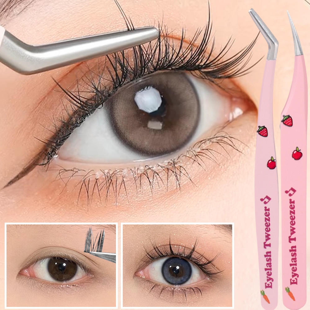 7 ประเภทสแตนเลสแหนบขนตาปลอม - Eyelash Grafting Applicator - 3D Lashes Extension Tweezer - DIY Lash แหนบ - Anti-static Lashes โค้ง Strip - เครื่องมือแต่งหน้า