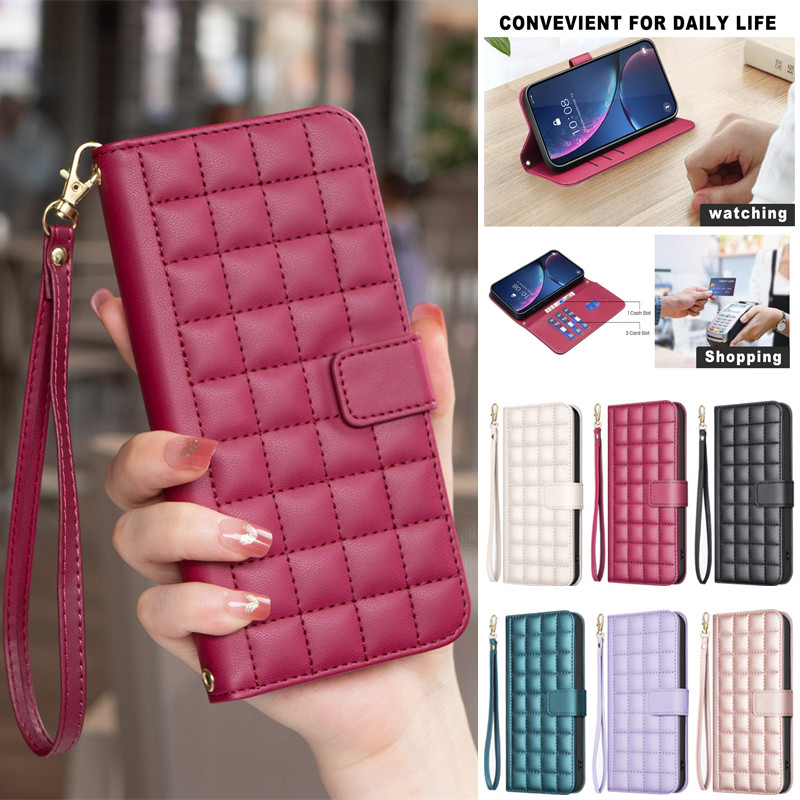 ปลอกสําหรับ iPhone 16e กรณีหรูหรา Checkered หนังสําหรับ iPhone 17 16 15 14 Pro Max iPhone 14 15 16 Plus กรณีกระเป๋าสตางค์ฝาครอบโทรศัพท์