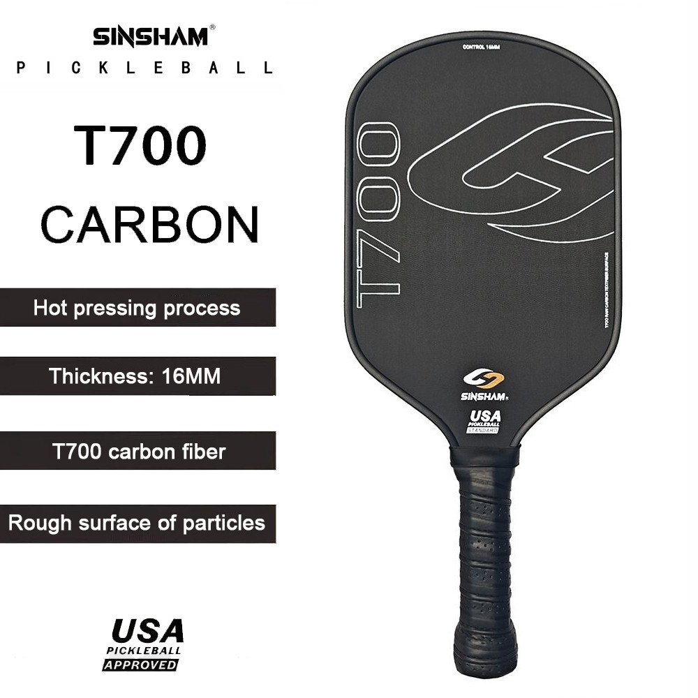 Sinsham 16MM Pickleball Paddle กดร้อน T700 คาร์บอนไฟเบอร์ Pickleball Racket Ultralight Pickle Ball Bat พร้อมพื้นผิวหยาบ