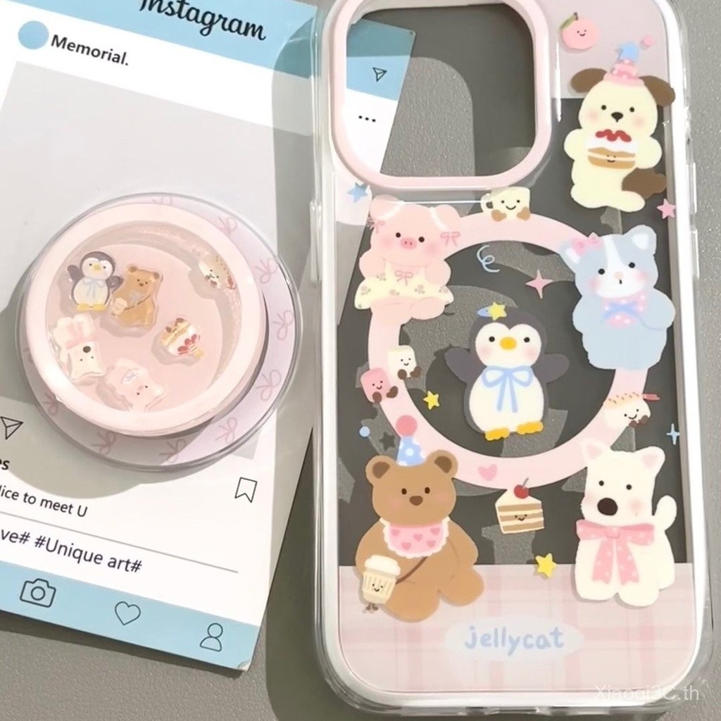 เคสโทรศัพท์สำหรับ iPhone 7 8 x XS XR xsmax 11 12 13 14 15 Pro Max PLUS สัตว์เลี้ยงขนาดเล็กที่มีขาตั้งแม่เหล็กหุ้มทั้งเครื่องกันกระแทกเคสนิ่มเคสป้องกันเคสแม่เหล็ก fehj