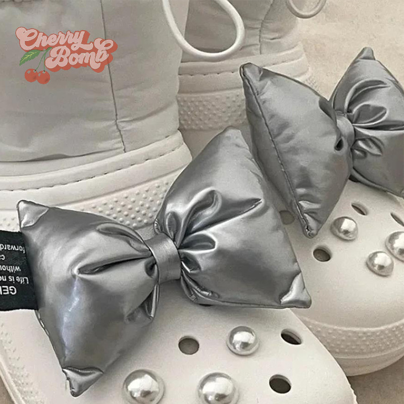 (Cherry Bomb) ใหม่แฟชั่นรองเท้าน่ารัก Ch สีสัน Bow-Knot รองเท้าหัวเข็มขัดสําหรับ Cs อุปกรณ์เสริม DIY รองเท้าตกแต่งเด็กชายและเด็กหญิงของขวัญปาร์ตี้ใหม่